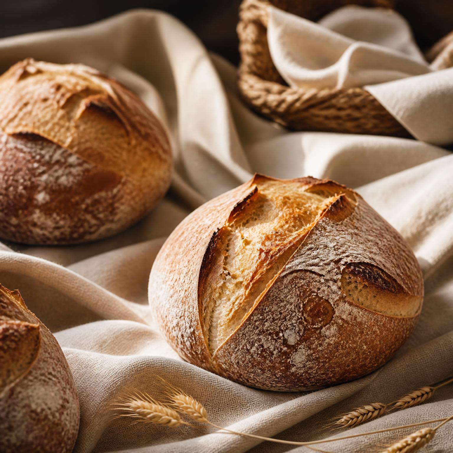 Pagnotte di pane a lievitazione naturale appena sfornate